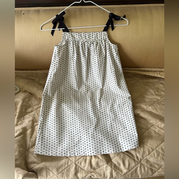 Hanna Andersson Other - Hanna A.polka dot sleeveless sun dress Black/off white with black ribbon ties